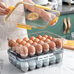 Storage Bottles 18/24 Grids Food Vacuum Sealing Box Egg Container With Timer Kitchen Fresh-Keeping Organiser Transparent Sealed