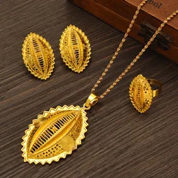 Fine Gold Pendant Necklaces Earrings Ring Habesha Eritrean Ethiopian Wedding Jewelry Sets