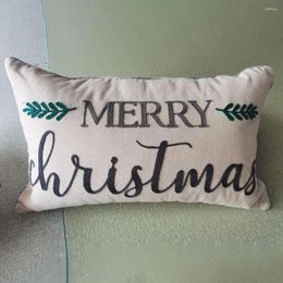 Pillow Protective Single Side Printed Letters Embroidered Throw Case Christmas Decor Daily Use
