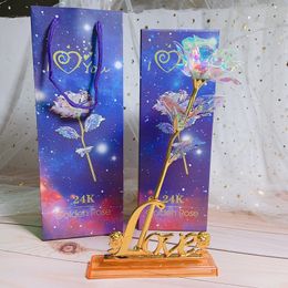 Gold foil Colour roses handmade flowers star crystal luminous gradient Colour Tanabata Valentine's Day Christmas birthday gift