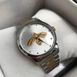 Ultra Thin Fashion Luxury Wristwatches Lovers Couples Style Classic Bee Patterns Watches 38mm 28mm Silver Case Mens Women Designer331N