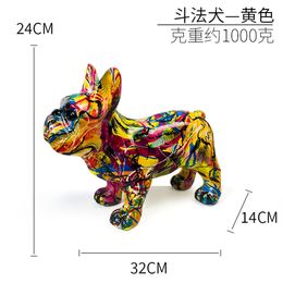Creative resin crafts Dazzle dog fighting home Decor Modern living room TV cabinet tabletop decor