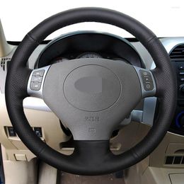 Steering Wheel Covers For Chery Tiggo 2007 2008 2009 Hand-stitched Black Genuine Leather Car Cover