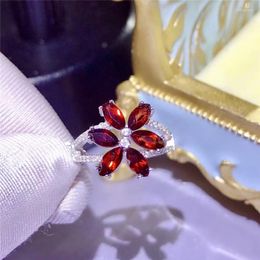 Cluster Rings LeeChee Natural Garnet Ring For Women Birthday Gift 3 6mm 6 Pieces Wine Red Gemstone Fine Jewellery Real 925 Solid Sterling