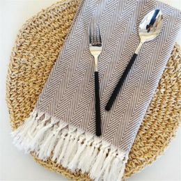 Table Napkin Hand-made Tassel Cotton Yarn Dyed Dish Towel Cleaning Cloth Multi Tea Dishtowel Kitchen Woven
