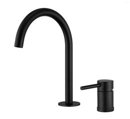 Bathroom Sink Faucets Matte Black 2 Hole Basin Faucet 304 Stainless Steel Split And Cold 360 Rotation Taps