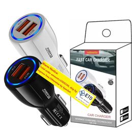 6A QC Fast Quick Charge Dual Usb Ports Car Charger Power Adapters For Iphone Samsung Huawei Android phone pc mp3 With Box