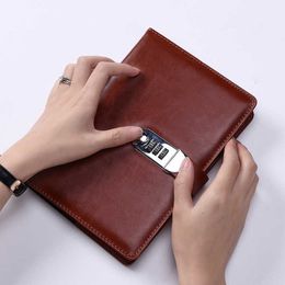A5 Retro Password Notebook Personal Diary with Lock Code PU Leather Thick Notepad Daily Planner Book Office School Supplies Gift