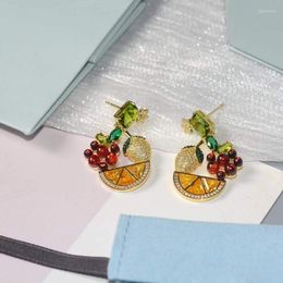 Dangle Earrings 925 Sterling Silver Freedom Fruit For Women Fresh Grape Lemon Oranges Fashion Engagement Dinner Jewellery