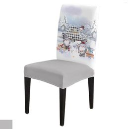 Chair Covers Christmas Truck Snowman Gift Dining Cover 4/6/8PCS Spandex Elastic Slipcover Case For Wedding Home Room