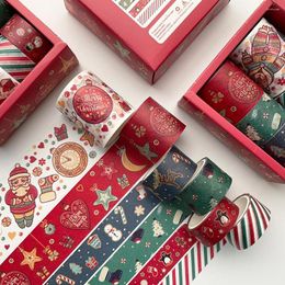 Gift Wrap 6 Pcs/Box Merry Christmas Washi Tape Set Cute Masking Decorative Xmas Tree Planner DIY Scrapbooking Sticker Label