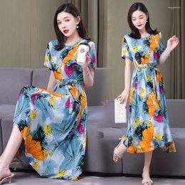 Party Dresses ZXRYXGS 2022 Fashion Summer Dress Temperament Elegant Printing Trend Women's Clothing Mid-length Women