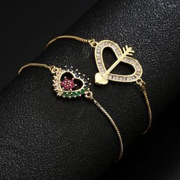 Link Bracelets 2022 Fashion Double Heart Charm For Women Unique Design Forever Love CZ Wedding Jewellery Promise Gift