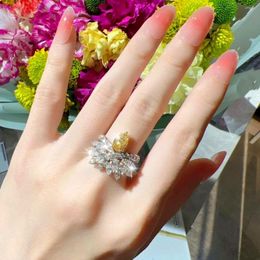 Wedding Rings High Fashion Yellow White Zircon Sparkling Jewelry Women's Prom Accessories Valentine's Day Gifts 2022