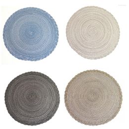 Table Mats 4X 15in Round Nordic Style Plain Lace Pp Material Placemat Mat For Dining Woven Heat Resistant Anti-Slid Kitchen