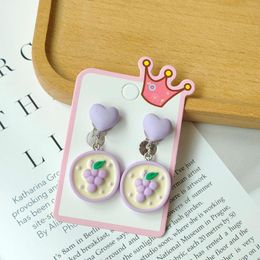 Backs Earrings 5 Designd Cute Clip On Girls Kids Strawberry Pineapple Heart Non Piercing Colourful Christmas Gifts