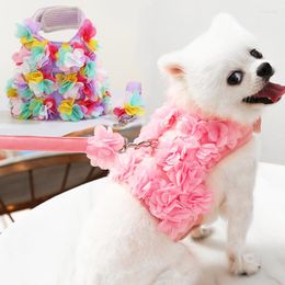 Dog Collars Lace Harness Set Breathable Stereo Cute Flower Pet Cat Leash Puppy Vest Supplies For Dogs Cats