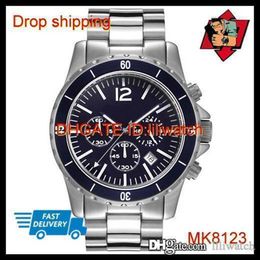 100% ORIGINAL JAPAN MOVEMENT DROP NEW MK8122 MK8123 MK8423 WINDWARD BLACK DIAL SILVER CHRONOGRAPH MEN'S WATCH245s