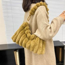 Evening Bags 2022 Factory Price Women Fur Shoulder Wool Handbags Totes Casual Winter 5 Colors Drop