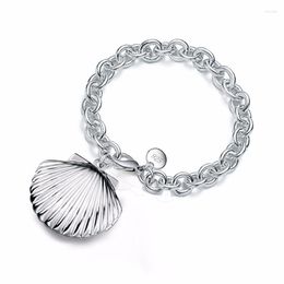 Bangle Charms Fashion Factory Price 925 Sterling Silver Chunky Chain Bracelet Shell Shape Po Locket Bracelets Elegant Fine Jewellery