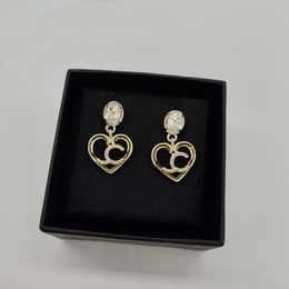 2023 Luxury quality Charm drop earring with diamond in 18k gold plated have box stamp heart shape PS7429A