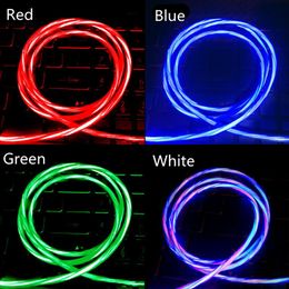 1m Magnetic Fast Charging USB Cables Flowing Light cellPhone Accessories Cable Led Luminous Micro phone typec data Cables