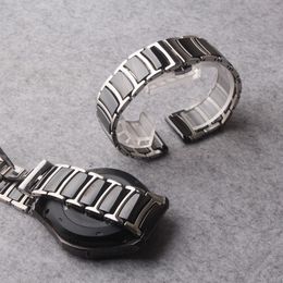 18mm 20mm 22mm Luxury Universal Ceramic and stainless steel Band Black With silver Men's Ladies Watch Strap Bracelet Belt Wat308J