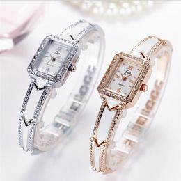 Women fashion dress watches Bracelet strap design white Retro Style Quartz watch Good gift Female wristwatch Rhinestone Casual clo204K