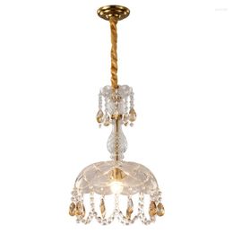 Pendant Lamps European Simple Bedroom Small Chandelier Corridor Bedside Creative Crystal Lamp Modern Light Luxury Bar Restaurant Glass