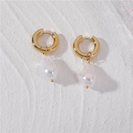 Hoop Earrings Joolim High End PVD Plated Antique Baroque Pearl Pendant Earring Drop Supplier