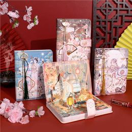 13x18cm Creative Cute Leather Magnetic Buckle Hand Book Thick Color Page Hand-painted Cute Net Red Note Diary Notebooks Students