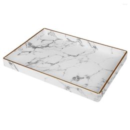 Plates Home Decro Kitchen Storage Organizer Marble PU Leather Serving Tray Bar Large Cup Holder For Fruit Wine