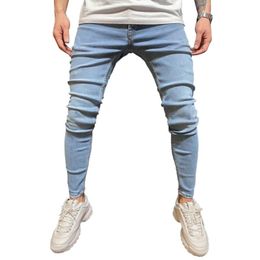 Men's Jeans Mens Skinny 2022 Super Men Non Ripped Stretch Denim Pants Elastic Waist Big Size Long Trousers