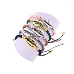 Link Bracelets Fashion Shell Bracelet Bohemian Simple Handmade Weaved Handchain Jewellery 5 Colours Accessorries Gift For Women