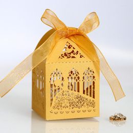 Gift Wrap 50Pcs Laser Cut Candy Box Church Wedding Bride Princess Cookie Packaging Bag S Supplies Container