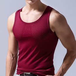 Women's Vests Mens Mesh Vest Ice Silk Quick-drying Bodybuilding Fitness Muscle Sleeveless Narrow Shoulder Casual Sport