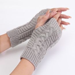 Fashion Women Men Twist Crochet Knitted Fingerless Gloves Short Arm Sleeve Hand Warmer Mittens Winter Warm Guantes Mujer