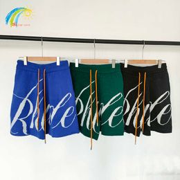 Men's Shorts Blue Green Black Big Letters Casual Shorts Men Women Loose Jacquard Knitted Shorts Hip Hop Drawstring Breeches G221214