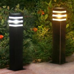 Thrisdar E27 Outdoor Garden Pathway Lawn Light Villa Patio Landscape Pillar Aluminium Courtyard Bollards