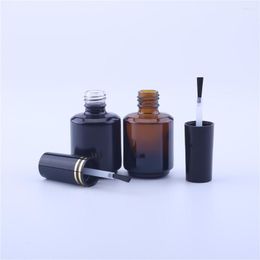 Storage Bottles 200pcs 15ml Black/amber Glass Nail Polish Bottle Empty Cosmetic Containers With Brush