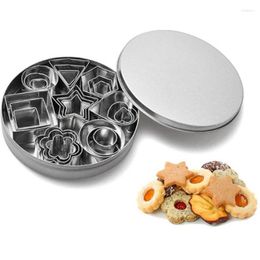 Baking Moulds Geometric Shaped Cookie Cutter Set 24 Square Heart Triangle Round Stainless Steel Metal Biscuit Moulds