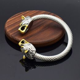 Bangle Stainless Steel Viking Dragon Wolf Bracelet Pagan Man Jewelry Cuff Wrisband 2023