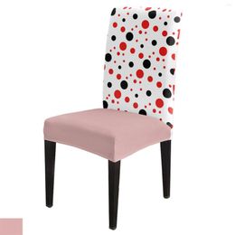 Chair Covers Red And Black Dots White Dining Cover 4/6/8PCS Spandex Elastic Slipcover Case For Wedding El Banquet Room