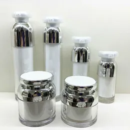 30g/50g Cosmetics Cream Jar Bottles Empty Makeup Container 15ML/30ML/50ML/100ML White Empty Acrylic Emulsion Essence Vacuum Pump Packing Bottle