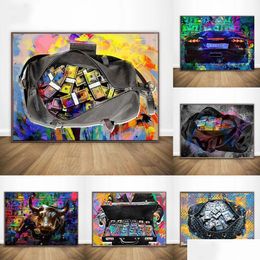 Paintings Graffiti Bl Dollar Keyboard Print Colorf Canvas Painting Posters Sports Car Luxury Wall Art Picture Home Decor Cuadros Dro Dh1Cs