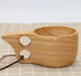 60pcs Kuksa Cup Mugs Finland Handmade Portable Wooden Cup for Coffee Milk Water Mug Tourism Gift SN534