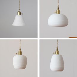 Pendant Lamps Modern Lights For Ceiling Bedroom Bedside Kitchen Island Hanging Handmade Ceramic Lampshade Suspension Luminary