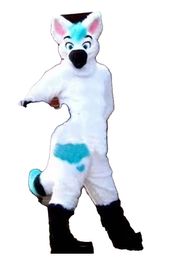 White Long Fur Furry Husky Dog Mascot costumes for adults circus christmas Halloween Outfit Fancy Dress Suit