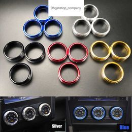 3Pcs/Set Car Styling AC Adjustment Knob Decorative Ring For Subaru Forester Impreza XV Crosstrek WRX Levorg Auto Accessories