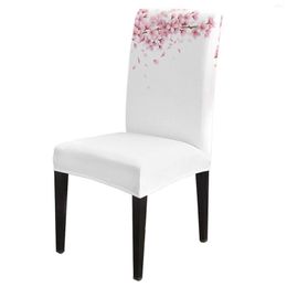 Chair Covers Pink Flower Cherry Blossoms White Dining Cover 4/6/8PCS Spandex Elastic Slipcover Case For Wedding Home Room